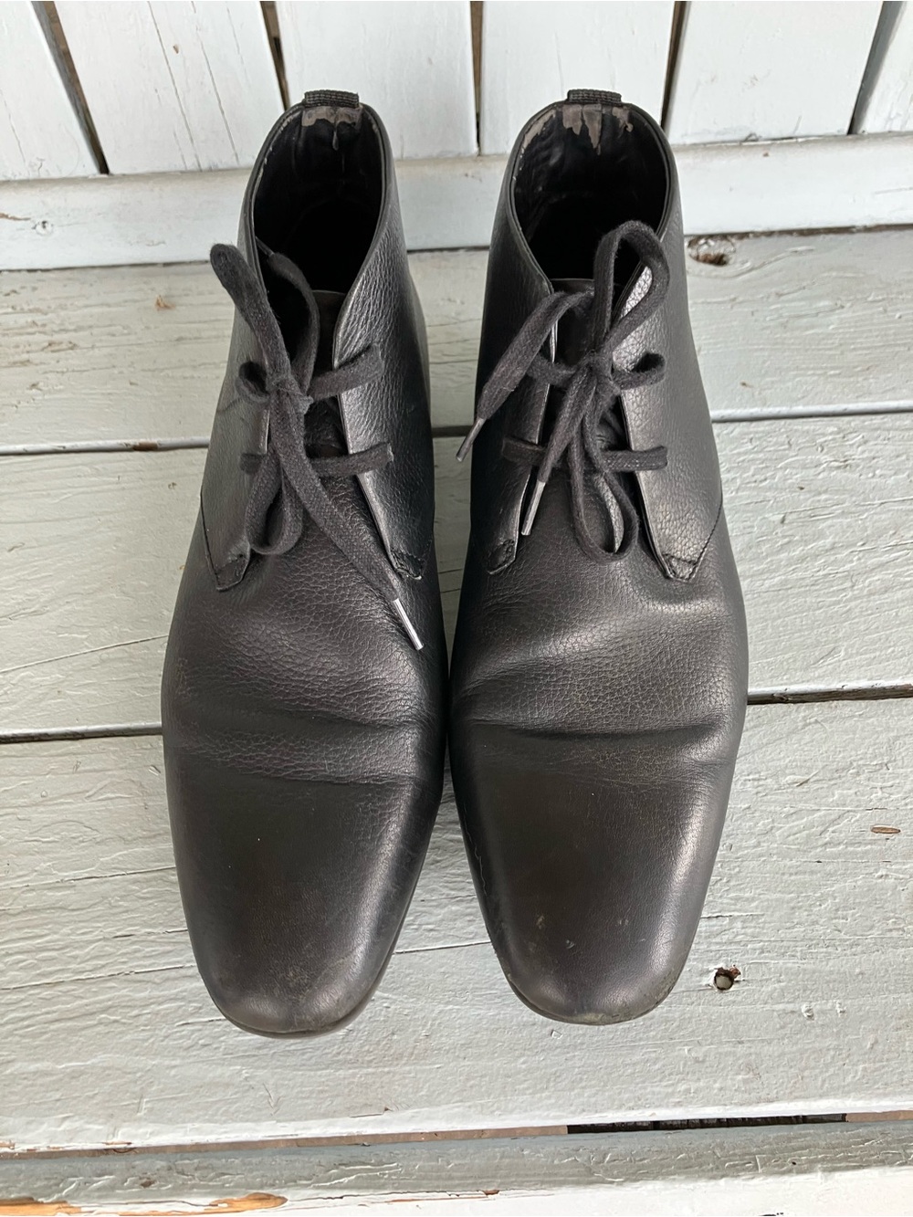 Men's Chukka Black Leather Lace-Up Dress Boots